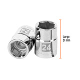 DADO DE 24 MM, 6 PUNTAS, CUADRO 3/4', TRUPER
