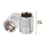 DADO CUADRO 3/8' HEXAGONAL METRICO 15MM