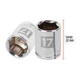 DADO CUADRO 3/8' HEXAGONAL METRICO 17MM