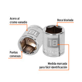 DADO CUADRO 3/8' HEXAGONAL METRICO 18MM