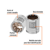 DADO CUADRO 3/8' ESTRIADO 18MM