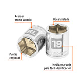 DADO CUADRO 3/8' HEXAGONAL METRICO 19MM