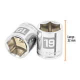 DADO CUADRO 3/8' HEXAGONAL METRICO 19MM