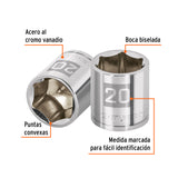 DADO CUADRO 3/8' HEXAGONAL METRICO 20MM