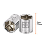 DADO CUADRO 3/8' HEXAGONAL METRICO 20MM