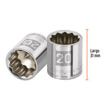 DADO CUADRO 3/8' ESTRIADO METRICO 20MM