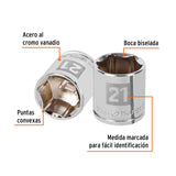 DADO CUADRO 3/8' HEXAGONAL METRICO 21MM