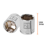 DADO CUADRO 3/8' HEXAGONAL METRICO 21MM
