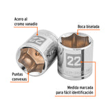 DADO CUADRO 3/8' HEXAGONAL METRICO 22MM