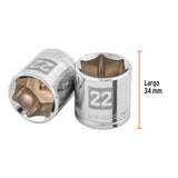 DADO CUADRO 3/8' HEXAGONAL METRICO 22MM