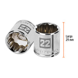DADO CUADRO 3/8' ESTRIADO METRICO 22MM