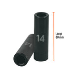 DADO IMPACTO, LARGO, 6 PUNTAS, CUADRO 1/2', MILIMÉTRICO 14MM