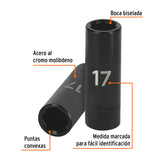DADO IMPACTO, LARGO, 6 PUNTAS, CUADRO 1/2', MILIMÉTRICO 17MM