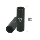 DADO IMPACTO, LARGO, 6 PUNTAS, CUADRO 1/2', MILIMÉTRICO 17MM