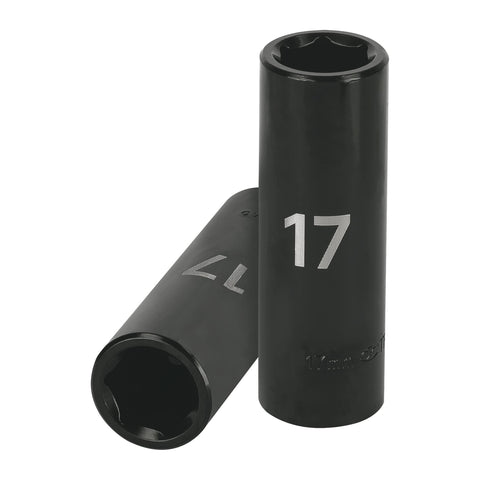 DADO IMPACTO, LARGO, 6 PUNTAS, CUADRO 1/2', MILIMÉTRICO 17MM