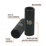 DADO IMPACTO, LARGO, 6 PUNTAS, CUADRO 1/2', MILIMÉTRICO 18MM