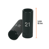 DADO IMPACTO, LARGO, 6 PUNTAS, CUADRO 1/2', MILIMÉTRICO 21MM