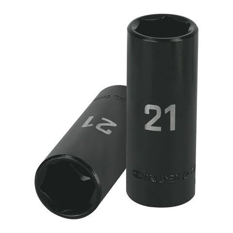DADO IMPACTO, LARGO, 6 PUNTAS, CUADRO 1/2', MILIMÉTRICO 21MM