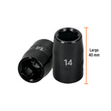 DADO DE IMPACTO, 6 PUNTAS, CUADRO 1/2', MILIMÉTRICO DE 14MM