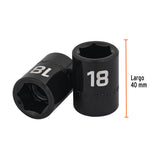 DADO DE IMPACTO, 6 PUNTAS, CUADRO 1/2', MILIMÉTRICO DE 18MM
