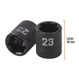 DADO DE IMPACTO DE 23 MM, 6 PUNTAS, CUADRO 1/2', TRUPER