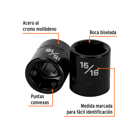 DADO IMPACTO CUADRO 1/2' HEX 15/16'