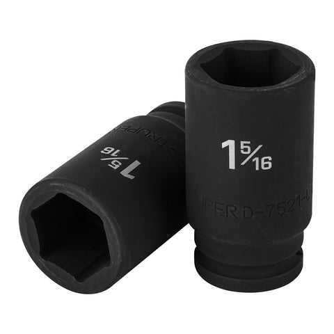 DADO IMPACTO, LARGO, 6 PUNTAS, CUADRO 3/4',STANDARD, 1-5/16'