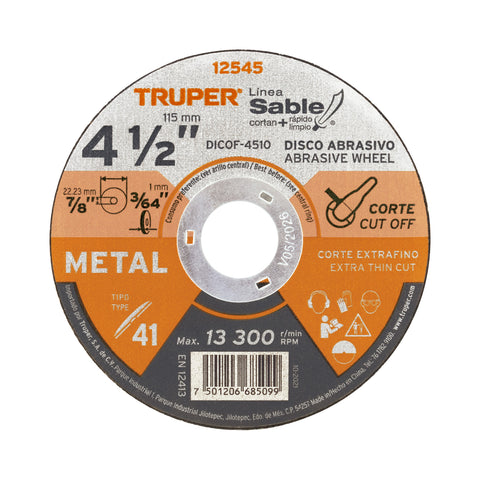 DISCO CORTE DE METAL,4-1/2',1.0 MM