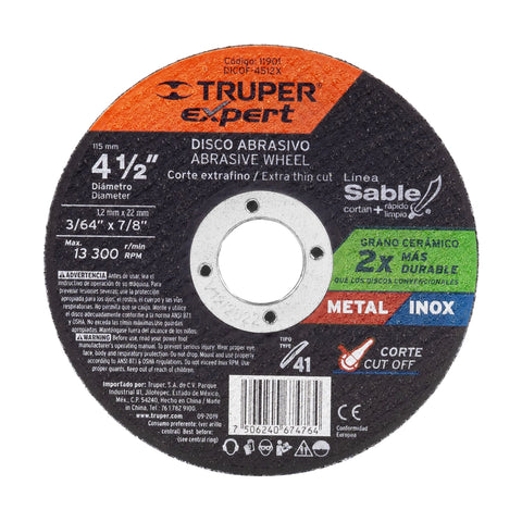 DISCO TIPO 41 CORTE METAL LINEA SABLE 4-1/2 1.2MM