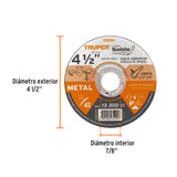DISCO CORTE EXTRAFINO DE METAL, 4-1/2', ESPESOR 1.2MM