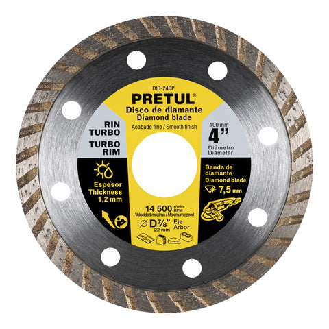 DISCO DE DIAMANTE DE 4 X 1.2 MM RIN TURBO PRETUL