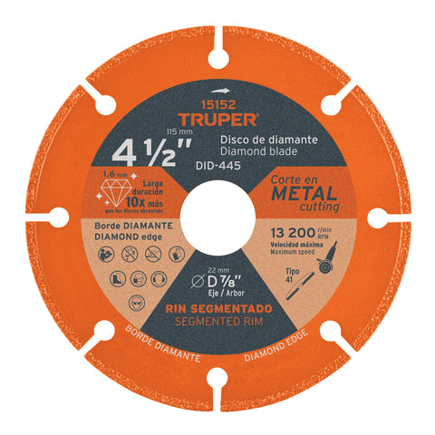 DISCO DE DIAMANTE, 4-1/2" CORTE METAL