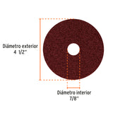 DISCO DE LIJA 4-1/2',RESP FIBRA,GRANO 36 POR CAJA C/5 PZ
