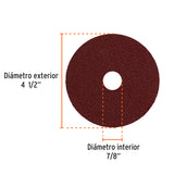 DISCO DE LIJA 4-1/2',RESP FIBRA,GRANO 50 POR CAJA C/5 PZ