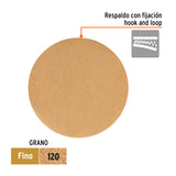 DISCOS DE LIJA P/MADERA 6" GRANO 120, VELCRO, S/PERF. 5 PZ