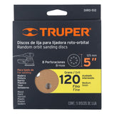 DISCO DE LIJA ROTO ORBITAL 5', GRANO 120, 8 ORIFICIOS