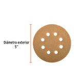 DISCO DE LIJA ROTO ORBITAL 5', GRANO 120, 8 ORIFICIOS