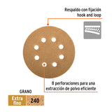 DISCO DE LIJA ROTO ORBITAL 5', GRANO 240, 8 ORIFICIOS