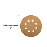 DISCO DE LIJA ROTO ORBITAL 5', GRANO 240, 8 ORIFICIOS