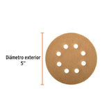 DISCO DE LIJA ROTO ORBITAL 5', GRANO 320, 8 ORIFICIOS