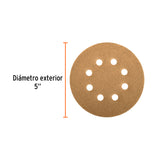 DISCO DE LIJA ROTO ORBITAL 5', GRANO 60, 8 ORIFICIOS