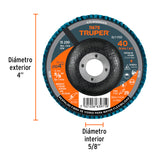 DISCO LAMINADO, 4', GRANO 40, CENTRO 5/8'