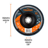 DISCO LAMINADO, 7', GRANO 60, CENTRO 7/8'