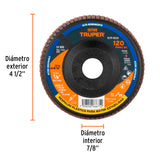 DISCO 4 1/2 LAMINADO RESP PLASTICO, GRANO 120, CENTRO 7/8, TRUPER