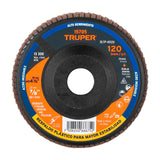 DISCO 4 1/2 LAMINADO RESP PLASTICO, GRANO 120, CENTRO 7/8, TRUPER