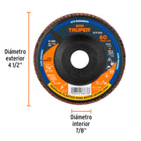 DISCO 4-1/2' LAMINADO RESPALDO PLASTICO GRANO 60 CENTRO 7/8'