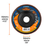 DISCO 4-1/2' LAMINADO RESPALDO PLASTICO GRANO 80 CENTRO 7/8'