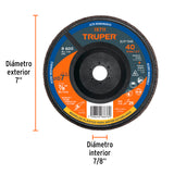 DISCO 7' LAMINADO RESPALDO PLASTICO GRANO 40 CENTRO 7/8'