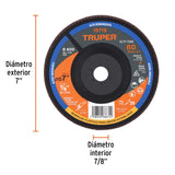 DISCO 7' LAMINADO RESPALDO PLASTICO GRANO 80 CENTRO 7/8'