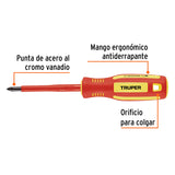 DESARMADOR DIELICTRICO DE CRUZ 3/16' X 3', TRUPER
